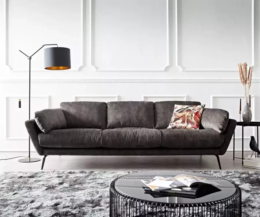 DELIFE XXL-Bank Softy Antraciet 255x115 gebogen armleuning Bigsofa by W. Schillig