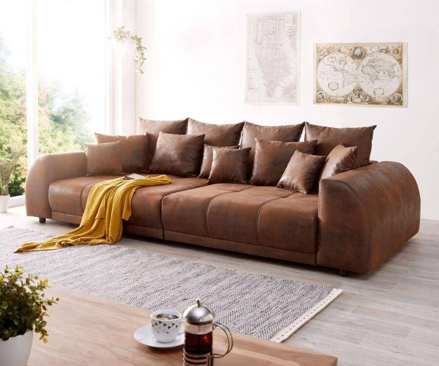 DELIFE XXL-Bank Violetta Bruin 310x135 cm Antieke Optiek incl. Kussens XXL-Bank