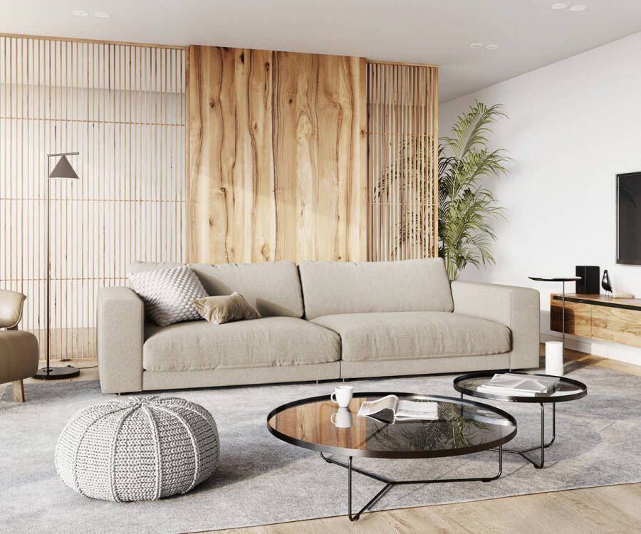 DELIFE XXL-sofa Cubico structuurstof beige 290x120 cm Bigsofa