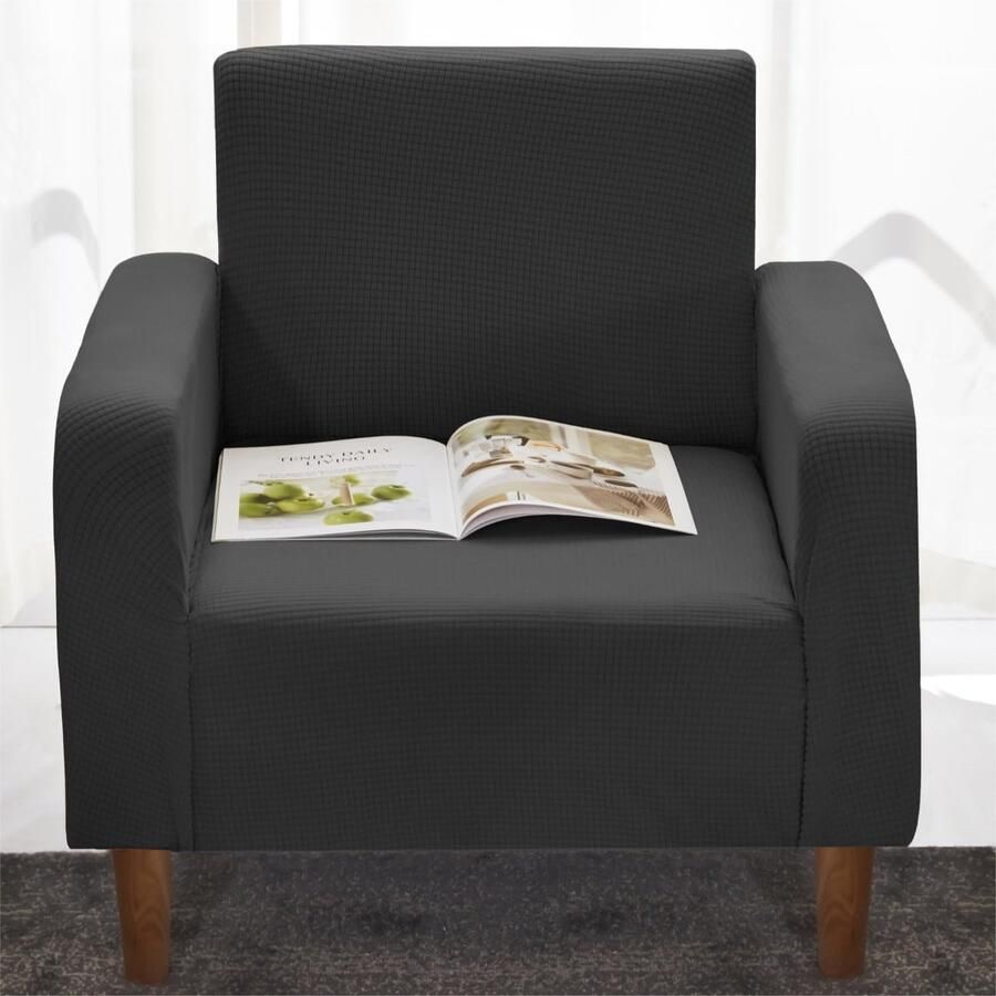 Delindo Lifestyle fauteuilbeschermer maïsvlies koordbekleding fluweelzachte fauteuilhoes zonder armleuning zwart 90-140 cm