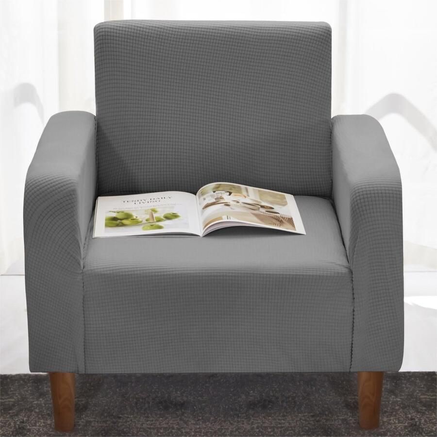 Delindo Lifestyle fauteuilbeschermer maïsvlies koordbekleding fluweelzachte fauteuilhoes zonder armleuning grijs 90-140 cm