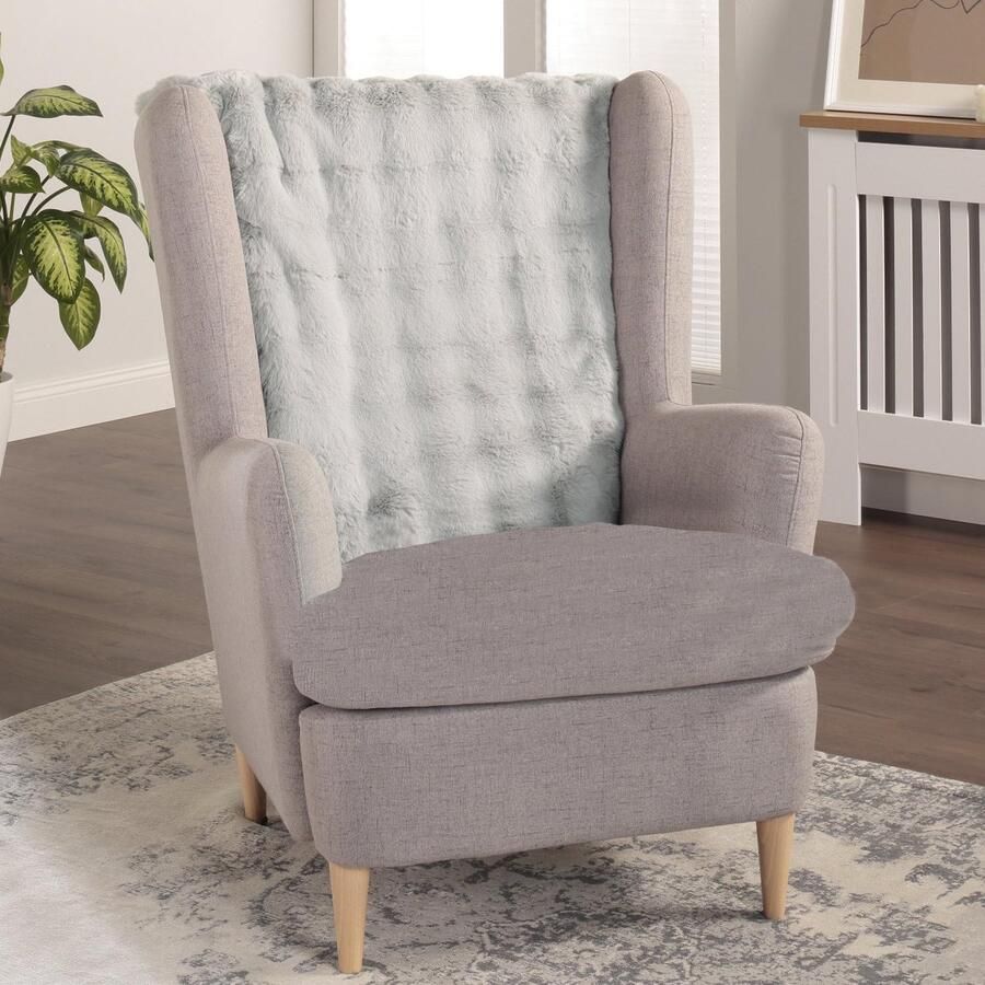 Delindo Lifestyle rugleuningbeschermer Helsinki knuffelige kunstbont fauteuilhoes pluizig zachte fauteuilhoes grijs 70x70 cm