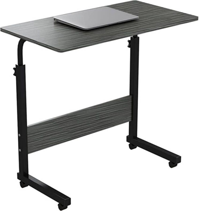 Delki Mobiele Bureau Laptop bijzettafel Sta bureau voor laptop tafel voor thuis Bureau Op Wielen Thuiskantoor Zwart (80cm * 40cm)