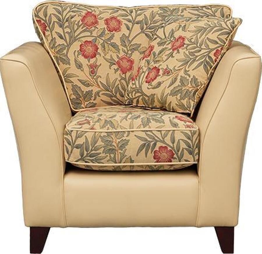 Delta Chesterfield Exclusieve fauteuil met rundleren romp en stoffen kussens model Alderborough