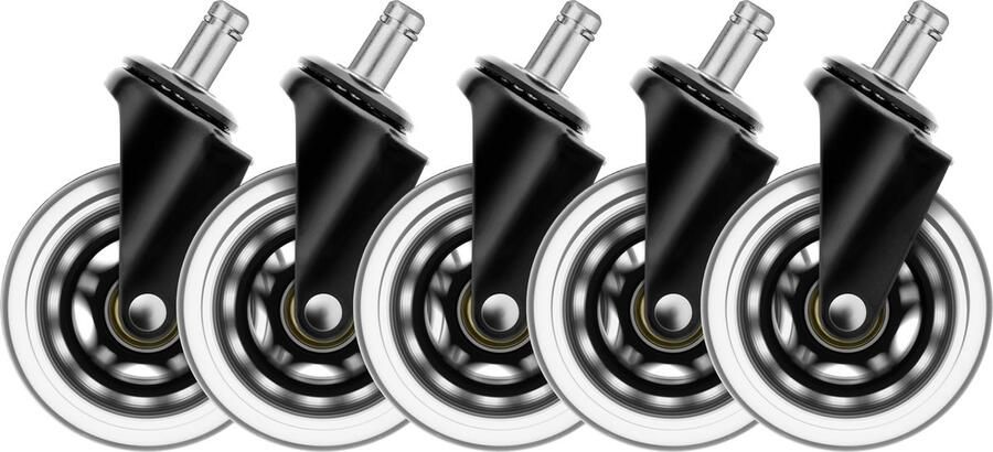 Deltaco Gaming GAM-157 3 Wielen voor Gamestoelen en Bureaustoelen Universeel set van 5 stuks Rubber Zwart