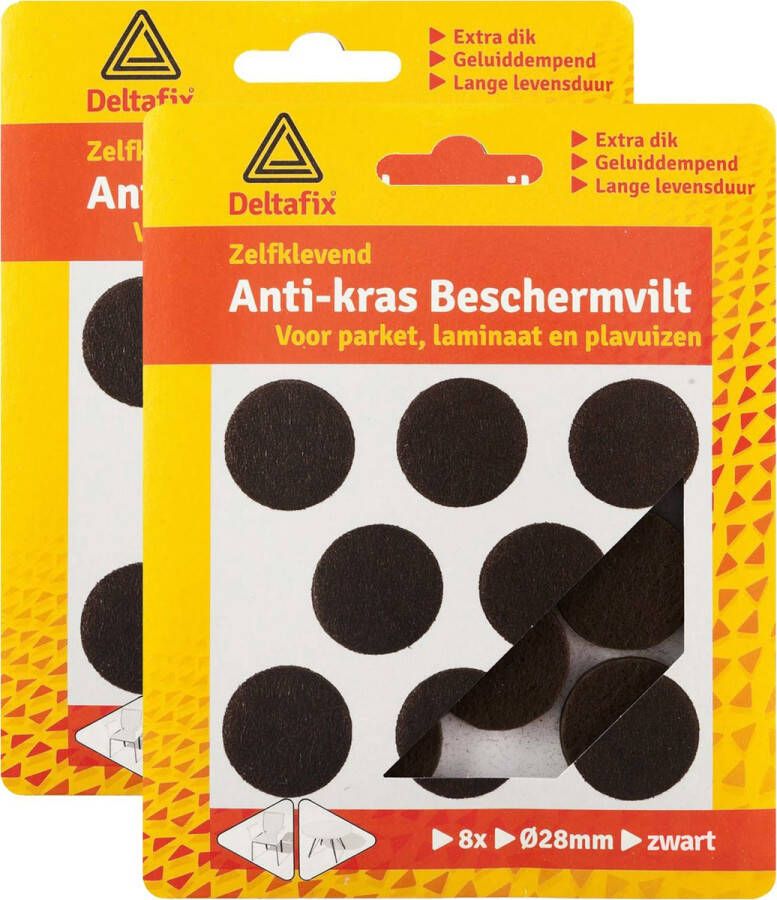 Deltafix Anti-krasvilt 16x zwart 28 mm rond zelfklevend meubel beschermvilt Meubelviltjes - Foto 1