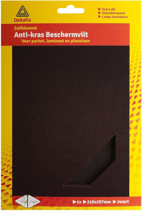 Deltafix Anti-krasvilt 1x A4 knipvel zwart 210 x 297 mm rechthoek zelfklevend Meubelviltjes