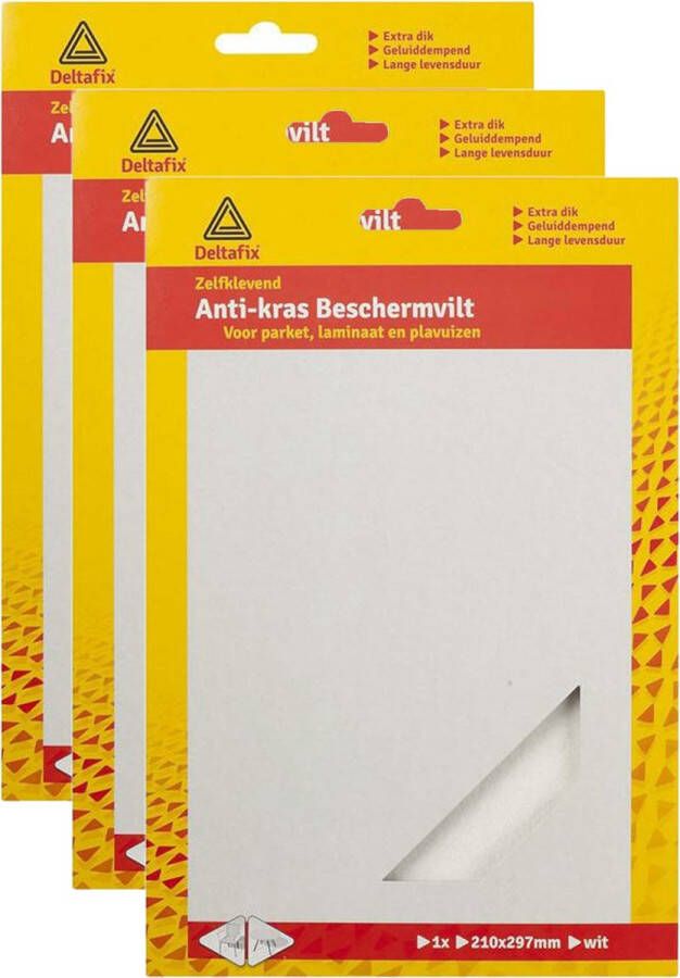 Deltafix Anti-krasvilt 3x A4 knipvel wit 210 x 297 mm rechthoek zelfklevend beschermvilt