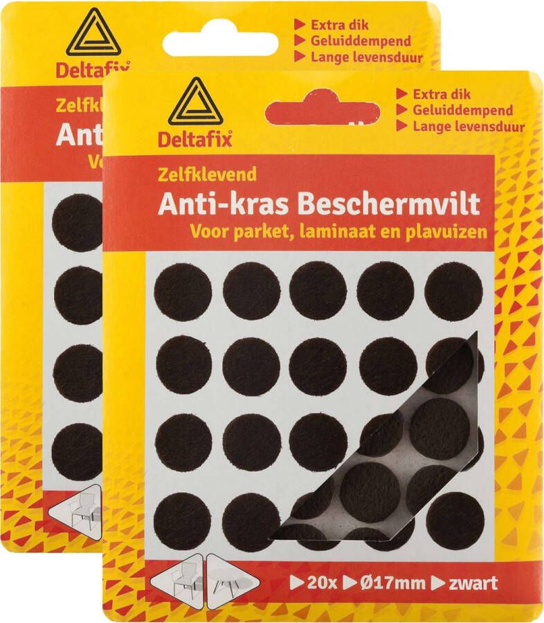 Deltafix Anti-krasvilt 40x zwart 17 mm rond zelfklevend meubel beschermvilt Meubelviltjes - Foto 1
