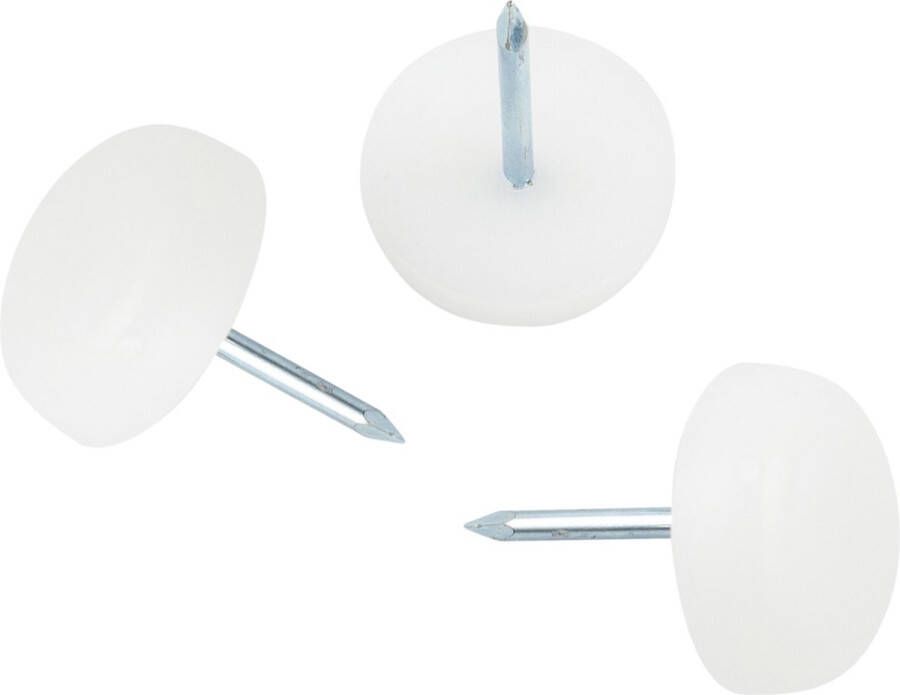 Deltafix . Meubel-Nylon-Glijder. 20 mm. Breed. Kunststof. Plastic. Anti-kras-dop. 8 stuks wit.Bescherm-dop