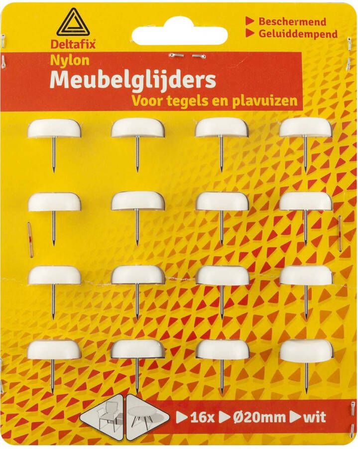 Deltafix Meubelglijders nylon voor tegels en plavuizen 20 mm doorsnee 16 stuks