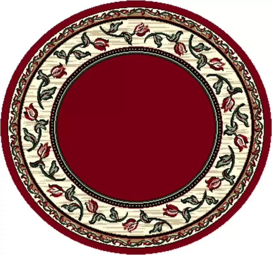Deludere rond vloerkleed bloemenkring Ø120 cm rood