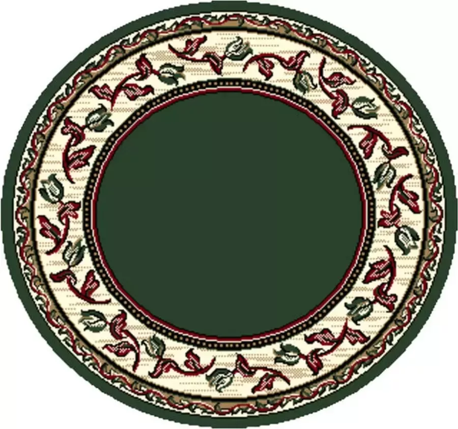 Deludere rond vloerkleed met bloemenkring Ø120 cm groen