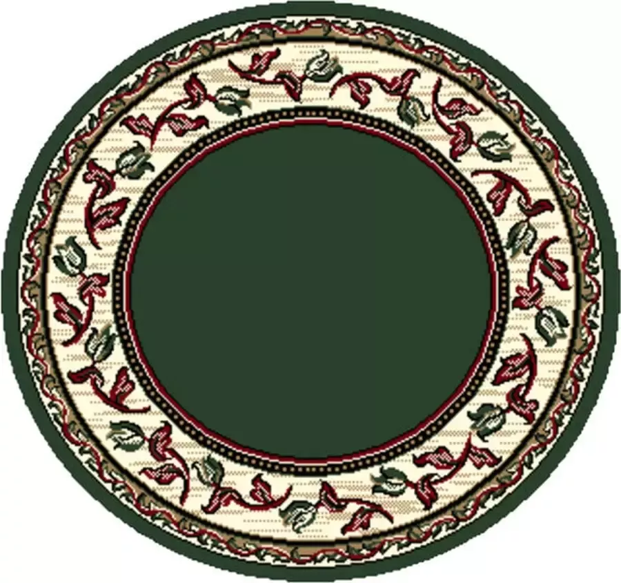 Deludere rond vloerkleed met bloemenkring Ø160 cm groen