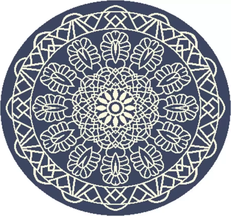 Deludere rond vloerkleed Portugese tile Ø120 cm blauw