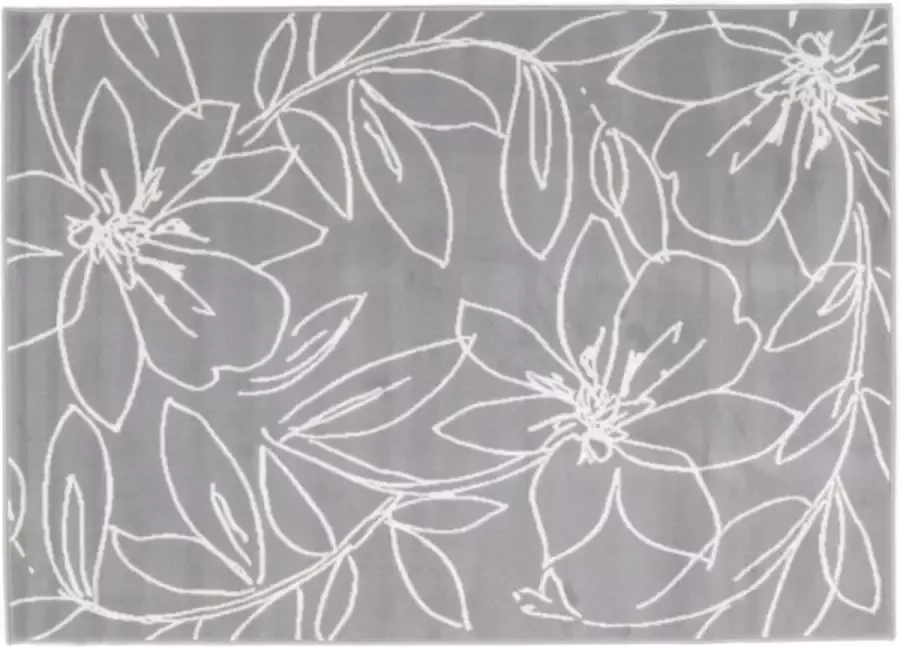 Deludere vloerkleed bloem 133 x 190 cm grijs
