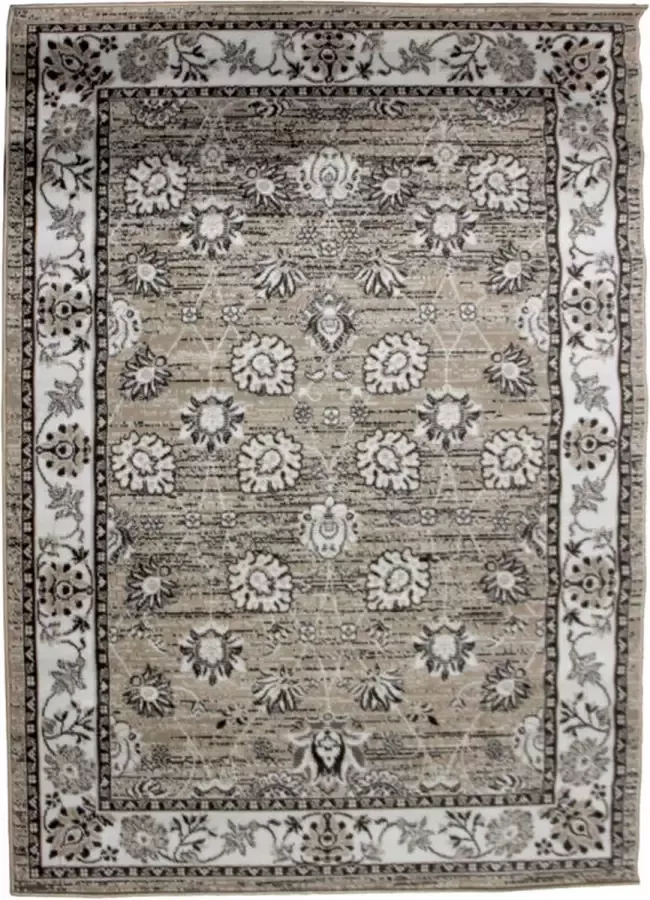 Deludere vloerkleed vintage bloem 60 x 110 cm beige grijs