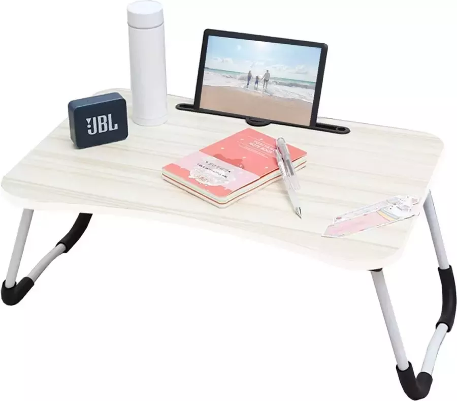 Deluxe HB LaptopTafel -Arvioo-laptop-laptoptafel voor comfortabel en gezond werken en surfen laptop tafel voor bed opvouwbare laptoptafel laptophouder ook voor 17 inch (kaartsleuf wit) (WK 02122)