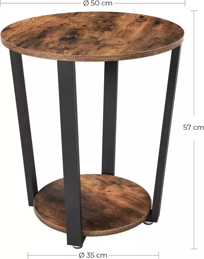 Deluxe Home Ronde bijzettafel salontafel in industrieel design eenvoudige structuur salontafel met ijzeren frame tafel voor woonkamer