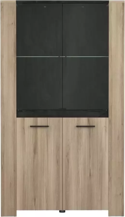DEMEYERE Belfurn Vitrinekast sheffield 100x175cm kronberg eik en zwart gemarmerd
