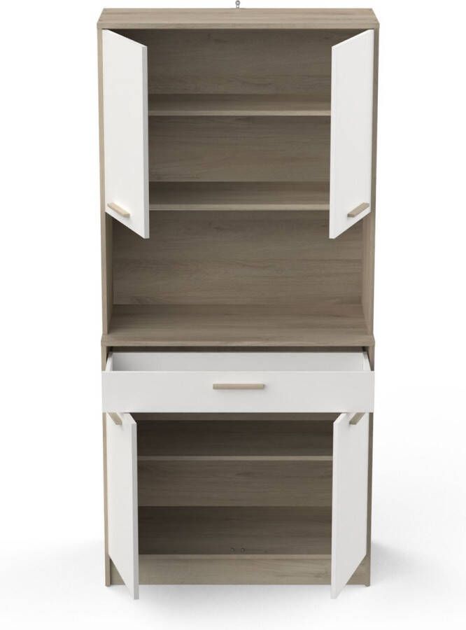 DEMEYERE Belfurn Keukenbuffet Napoli 84cm breed in eiken wit melamine