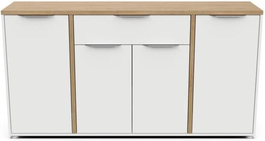 DEMEYERE ACCESS Woonkamerset: Salontafel + TV-meubel + Dressoir met 4 deuren Hamilton eiken en wit decor