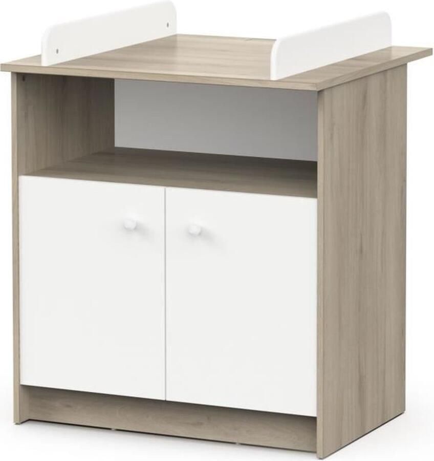 DEMEYERE Commode met 2 deuren 1 nis HELICIA Mat wit & Kronberg eik 79 6 x 70 x 94 4 cm - Foto 6