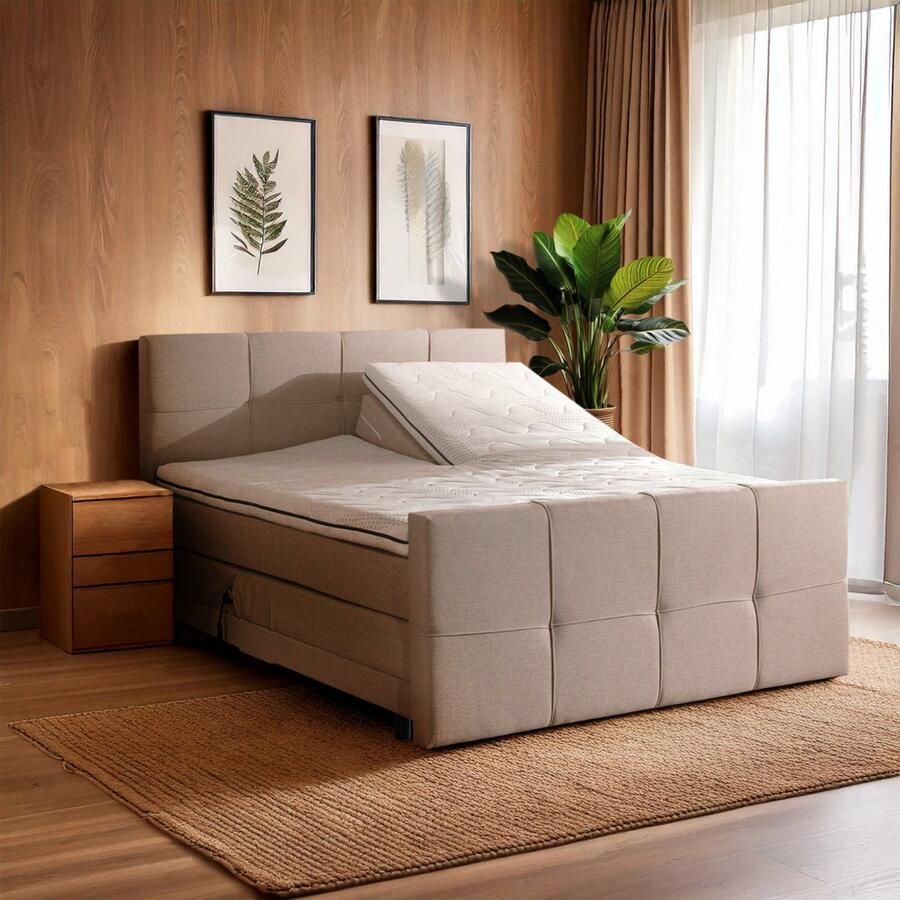 Demo creations Zydante Elektrische Boxspring Torino 160x210cm Taupe