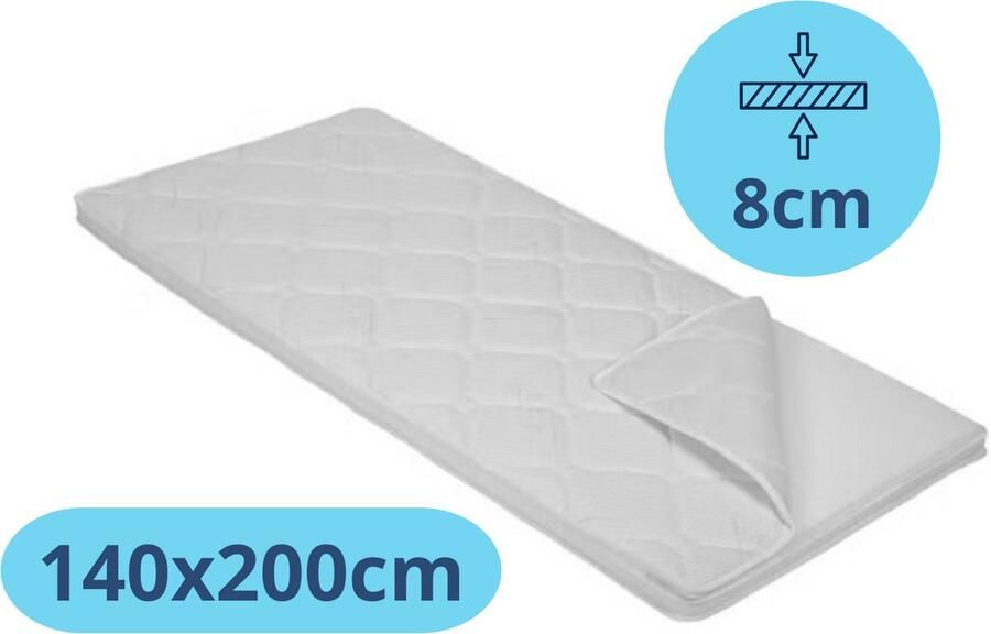 Densi Topmatras Orthopedisch topdek matras 140x200 8cm dik Koudschuim Afritsbare hoes Anti-allergisch Topper Premium hotelkwaliteit -Gratis retourneren