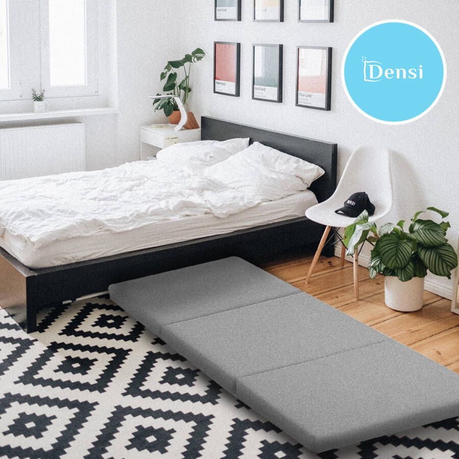 Densi opvouwbare matras – 195x85x10cm – Grijs – logeermatras eenpersoonsbed – logeerbed – inklapbaar matras – afneembare hoes- ruimtebesparend - Foto 1