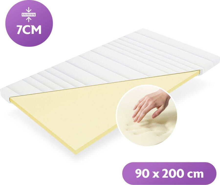 Densi Topper Topdek Matras 90x200 7cm dik Traagschuim Nasa Afritsbare hoes Premium hotelkwaliteit