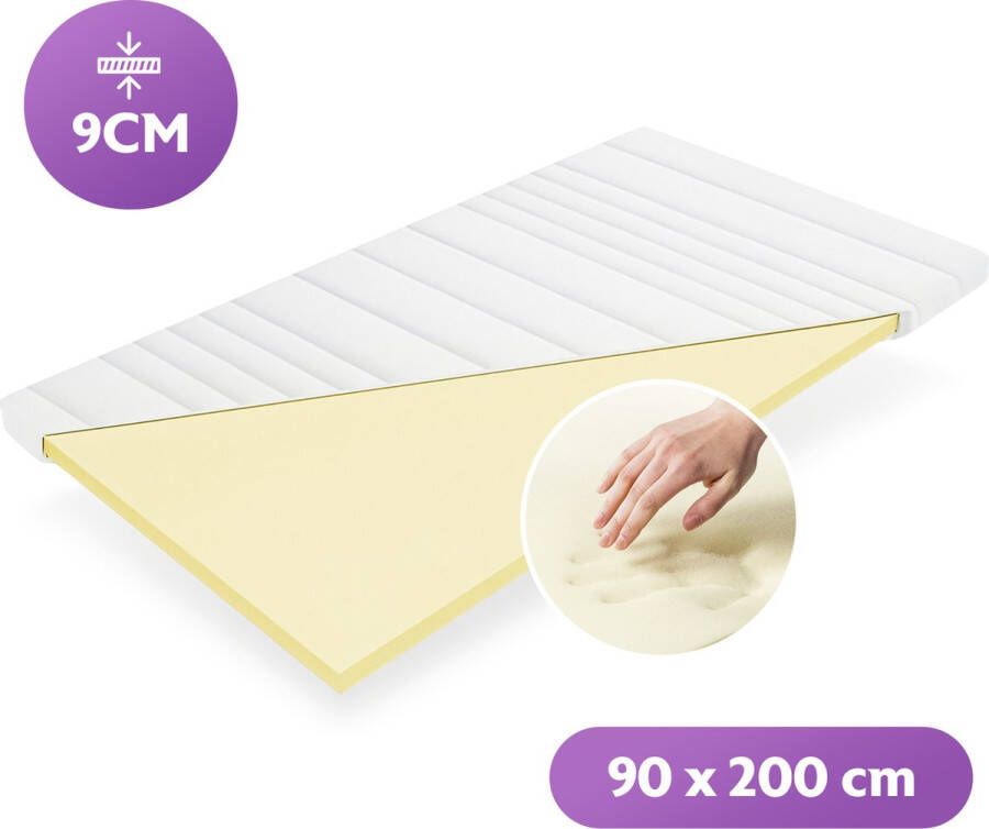Densi Topper Topdek Matras 90x200 9cm dik Traagschuim Nasa Afritsbare hoes Premium hotelkwaliteit