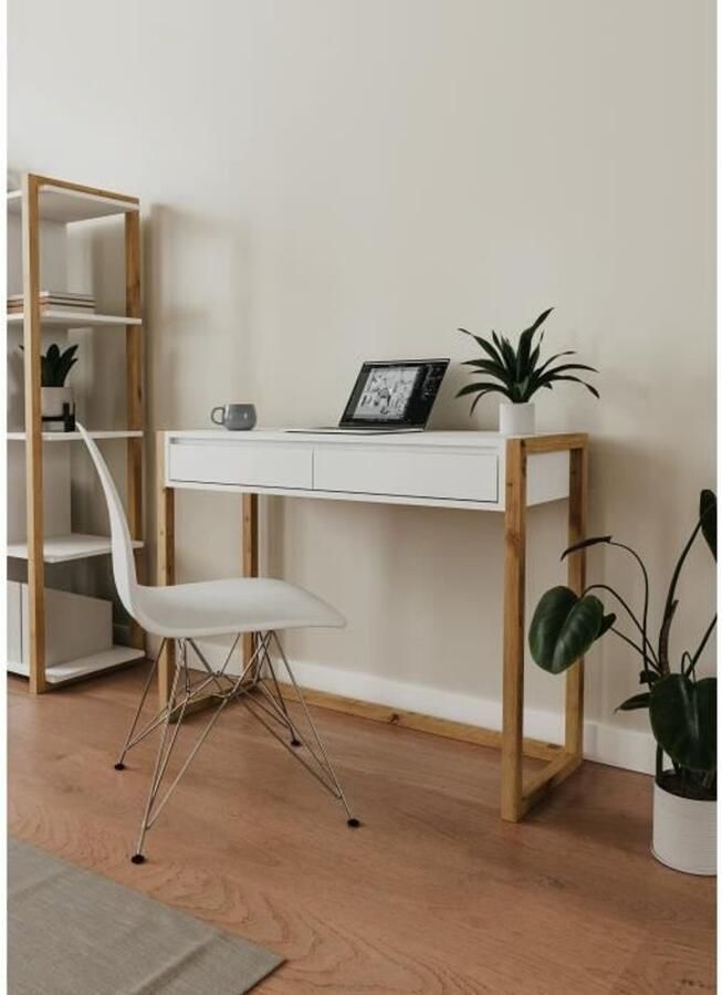 Denver Bureau Artisan eiken en wit 2 lades 100 x 35 x 75 cm