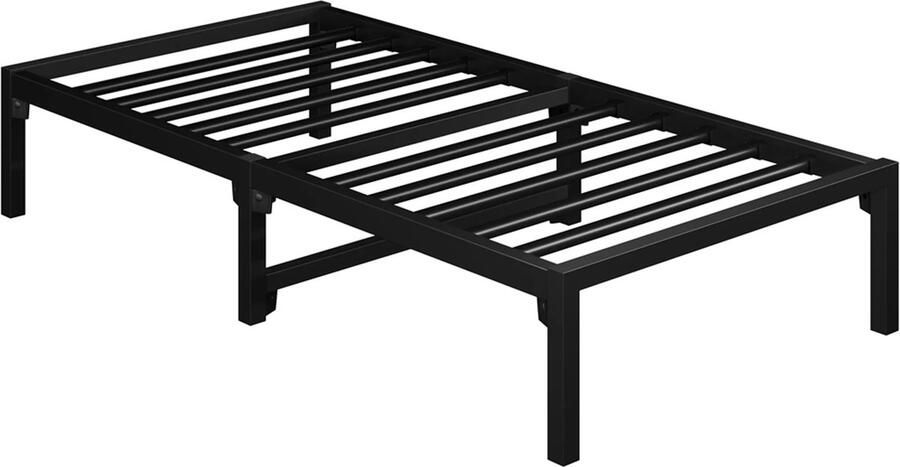 Denz Home bedframe met lattenbodem 90 x 200 cm metalen eenpersoonsbed logeerbed van metaal zwart
