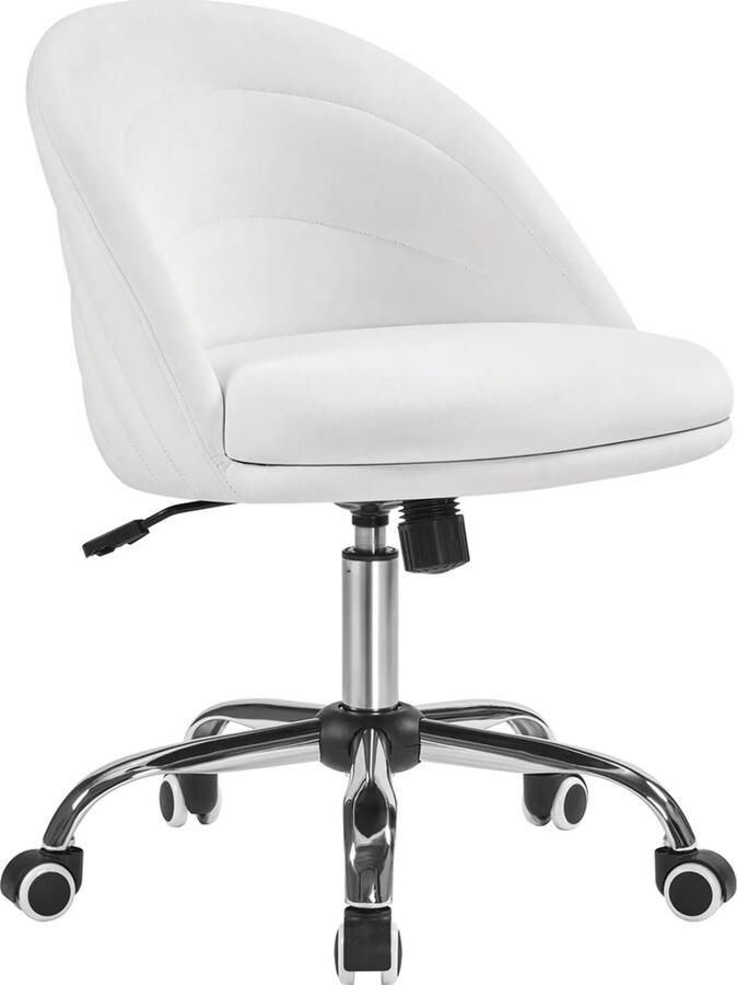 Denz Home Bureaustoel in hoogte verstelbare bureaustoel met wielen zonder armleuningen kunststof wit
