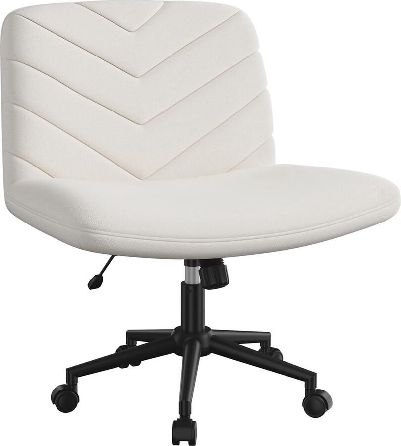 Denz Home Bureaustoel met breed zitkussen in hoogte verstelbare bureaustoel met wielen zonder armleuningen kunststof Beige