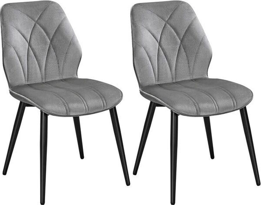 Denz Home Eetkamerstoelen set van 2 moderne keukenstoelen gestoffeerde stoelen met metalen poten fluwelen afwerking lounge stoelen licht grijs