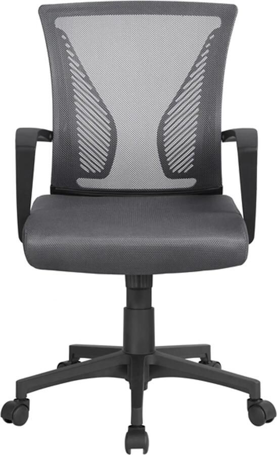 Denz Home Ergonomische bureaustoel met schommelfunctie In hoogte verstelbare bureaustoel 360° draaibare bureaustoel met armleuning Belastbaar tot 136 kg grijs