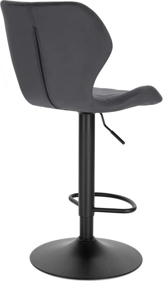 Denz Home Set van 2 Barkrukken – Verstelbaar in hoogte (60–82 cm) – 360° draaibaar – Met rugleuning & voetensteun – Velvet barstoelen – Donkergrijs