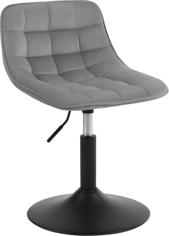 Denz Home Verstelbare Make-up Kruk met Fluwelen Zitting (Velvet) – 360° Draaibaar – Hoogte 38-49 5 cm – Lichtgrijs – 1 Stuks – Eetkamer Make-up Slaapkamer Kantoor