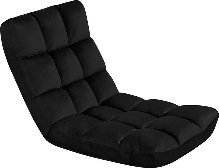 Denz Home Vloerstoel met Verstelbare Rugleuning – Opvouwbare Relaxstoel Meditatiestoel Lounge Stoel met Rugsteun – Zwart