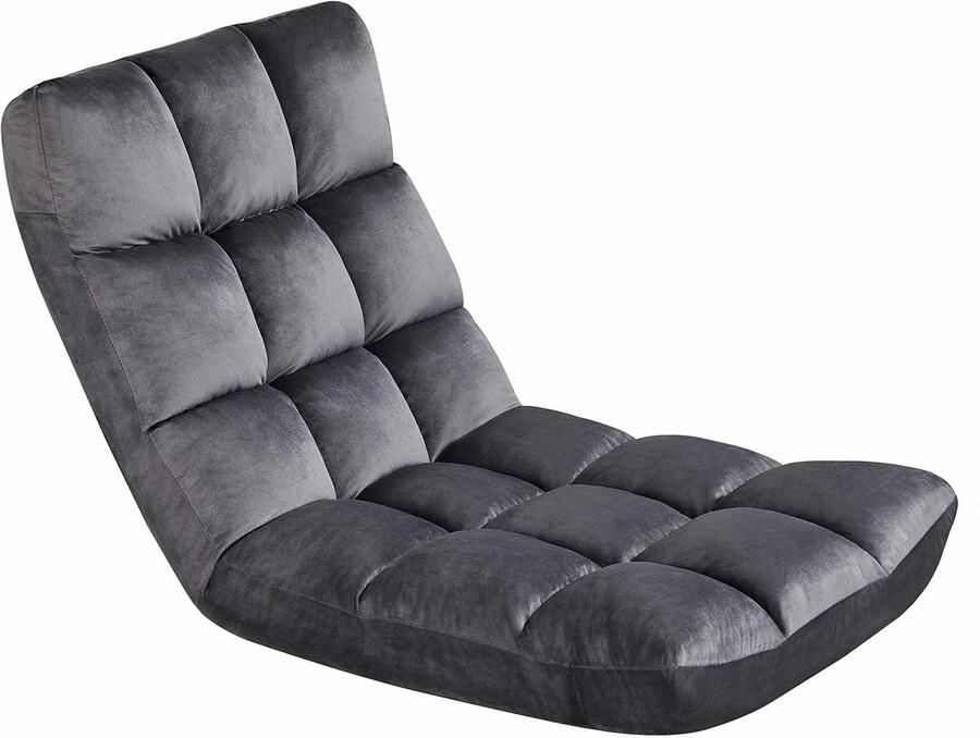 Denz Home Vloerstoel met Verstelbare Rugleuning – Opvouwbare Relaxstoel Meditatiestoel Lounge Stoel met Rugsteun – Grijs