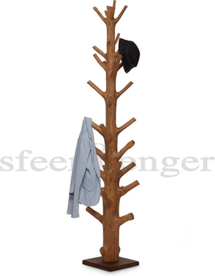 DeSfeerbrenger Kapstok Staand Kapstok Staand Hout kapstok mangohout Volledig handgemaakt Kapstok Bruin met donkere voet 180-190 cm