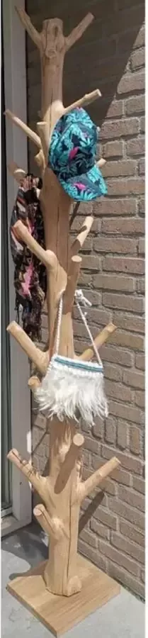 DeSfeerbrenger Kapstok garderobestandaard naturel boomstam Mangosteen 190 cm met houten voet - Foto 2