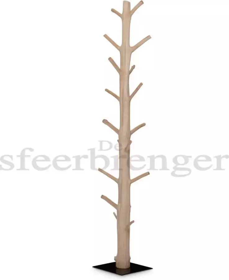 DeSfeerbrenger Kapstok Staand Kapstok Staand Hout Mangohout Whiteness -190 cm met stalen voet
