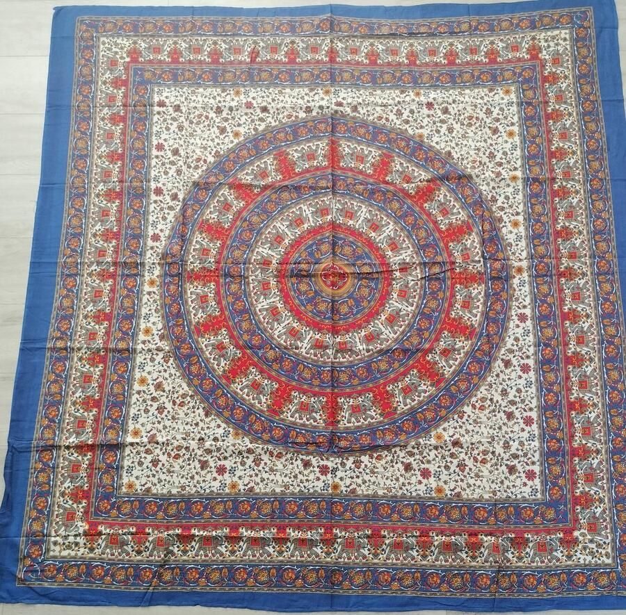 IbizaVibes doek laken Strandlaken bedovertrek schaduwdoek muur decoratie tafellaken picknickkleed tafel kleed bankkleed mandala olifant wit goud 240 x 210 cm hydrofiel katoen wasbaar in machine XXL laken XXL Doek