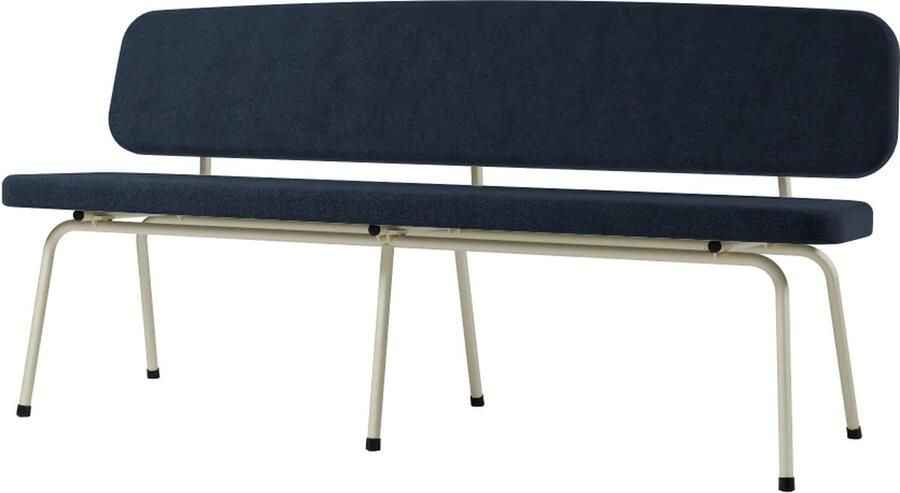 Design in Box Bench no. 1012 eetkamerbank 162cm breedte Frame Pearl White RAL1013 + Stoffering Member Denim