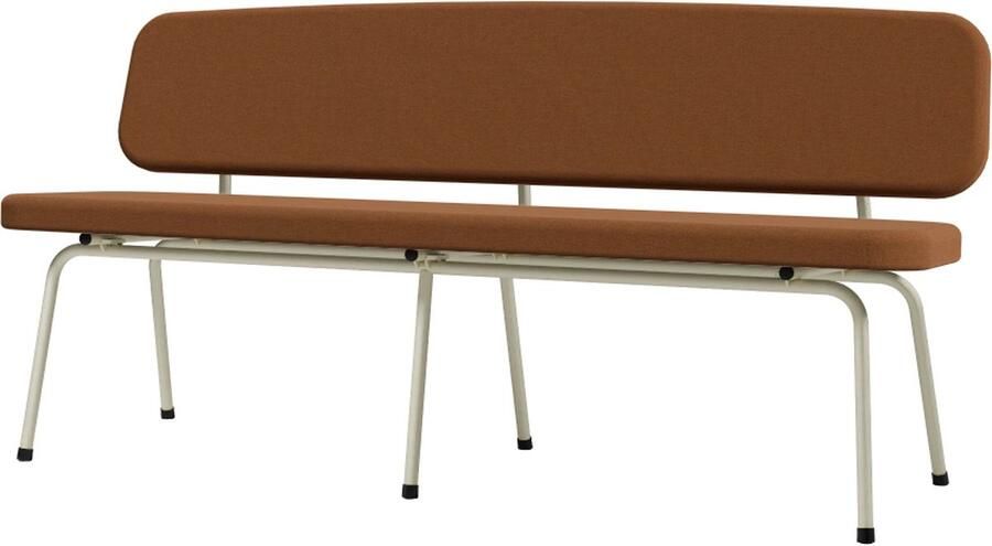 Design in Box Bench no. 1012 eetkamerbank – 162cm breedte – Frame Pearl White RAL1013 + Stoffering Member Bronze