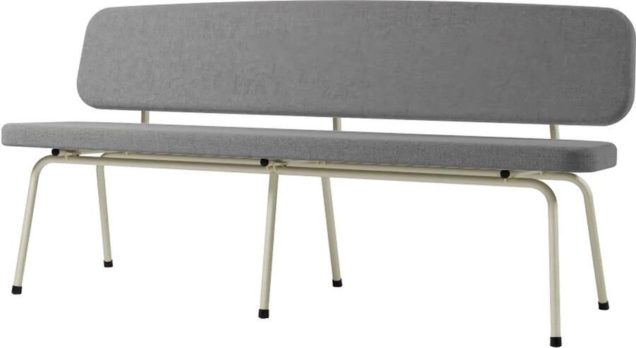 Design in Box Bench no. 1012 eetkamerbank 162cm breedte Frame Pearl White RAL1013 + Stoffering Member Ash Grey