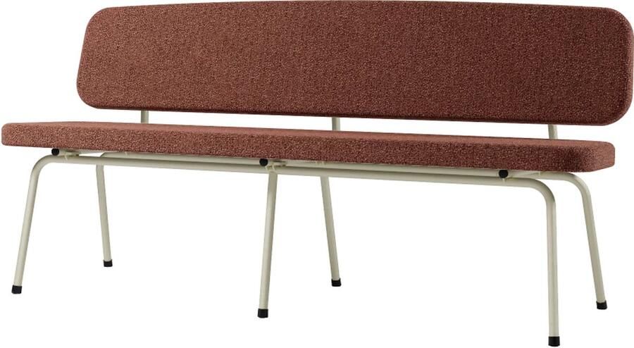 Design in Box Bench no. 1012 eetkamerbank 162cm breedte Frame Pearl White RAL1013 + Stoffering Member Blush